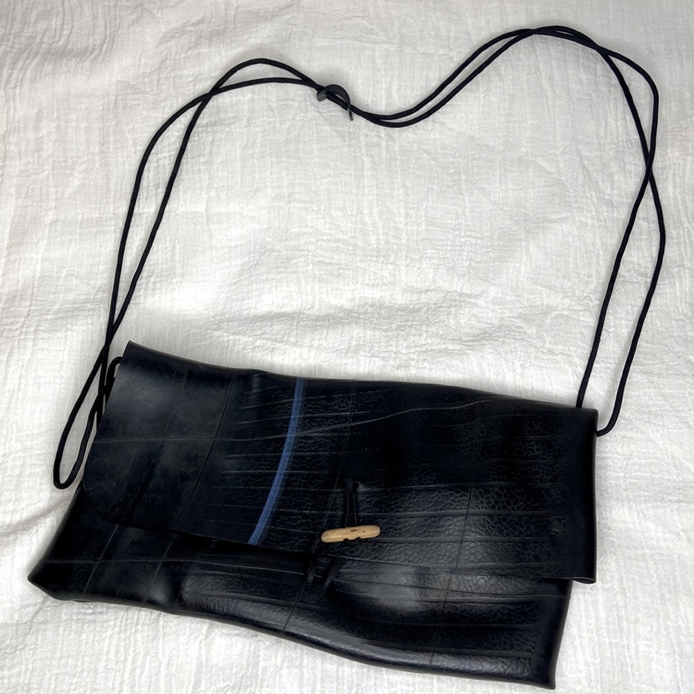 Black Recycled Rubber Tire Shoulder Bag